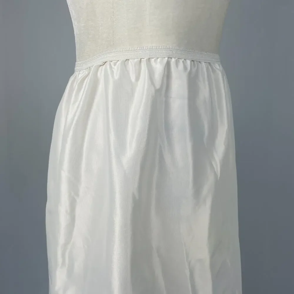 Vintage Lorraine Half Slip Size Small White Silky Shiny Long Maxi Side Slit 70s